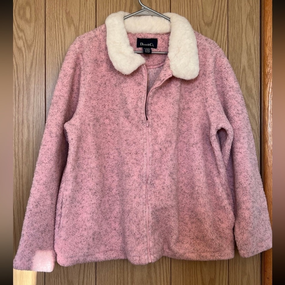 Denim & Co - Womens Pink Sweater Jacket Sz LG